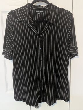 Modern Works Striped Button Down Blouse Size Medium